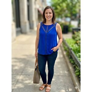 NWT Pixley Wayman Mesh Panel Blouse Cobalt Royal Blue Small Stitch Fix